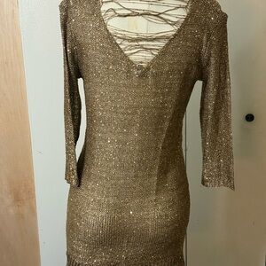 Gracia Gold Sequin Backless Dress